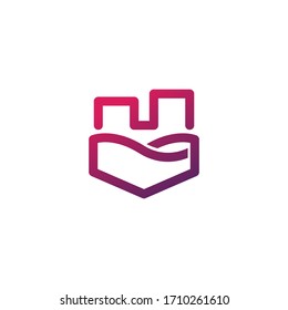 Factory building icon flat style. Symbol for logo, app, UI with EPS