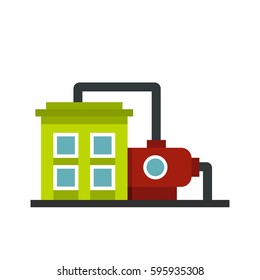 Factory building icon in flat style isolated on white background vector illustration