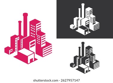Factory Building Icon Industrial Vector illustration on white background