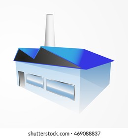 Factory building icon, isometric, vector illustration