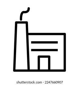 Factory building icon line isolated on white background. Black flat thin icon on modern outline style. Linear symbol and editable stroke. Simple and pixel perfect stroke vector illustration