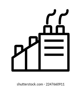 Factory building icon line isolated on white background. Black flat thin icon on modern outline style. Linear symbol and editable stroke. Simple and pixel perfect stroke vector illustration