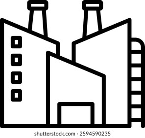 Factory Building Icon Line Vector Illustration