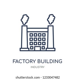 Factory building icon. Factory building linear symbol design from Industry collection. Simple outline element vector illustration on white background