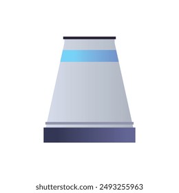 Factory building icon, nuclear cooling tower, emitting steam or vapor, refinery plant, power station, air pollution, heat power station isolated on white background flat vector illustration.