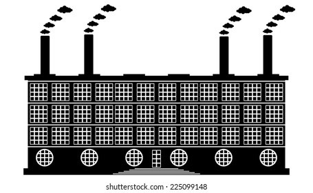 Factory building icon on white background, style of constructivism. Vector illustration.