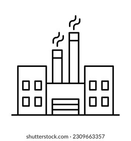 Factory building icon in thin line style vector illustration graphic design