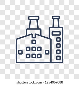 Factory building icon. Trendy linear Factory building logo concept on transparent background from Industry collection