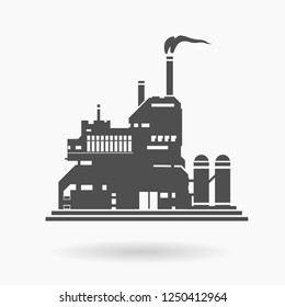 Factory Building Icon Vector Illustration Silhouette.