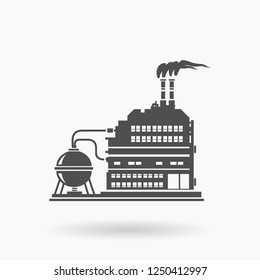 Factory Building Icon Vector Illustration Silhouette.