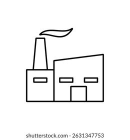 factory building icon, vector line isolated on white background. trendy and modern design