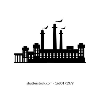 Factory building icon vector set in the flat style. Industrial factory concept isolated on white background 