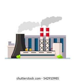 Factory building icon vector set in the flat style. Industrial factory building concept isolated from the background. Manufacturing factory building.