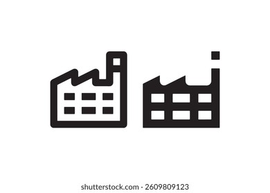 Factory building icons in outline and solid Vector