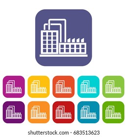 Factory building icons set