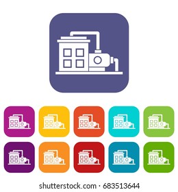 Factory building icons set
