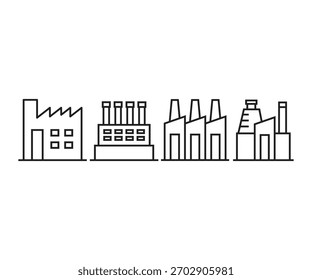 Iconos de construcción de fábrica conjunto de ilustración de línea