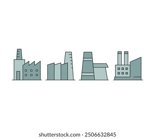 factory building icons set vector illustration