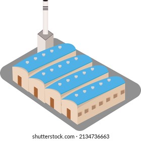 Factory building, illustration, vector on a white background.