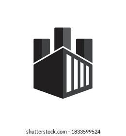  factory building industrial vector icon illustration design