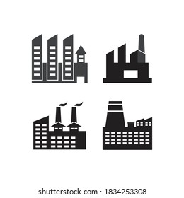  factory building industrial vector icon illustration design