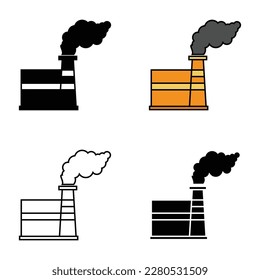 factory building, industry icon set. simple flat design on white background, vector illustration