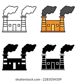 construcción de fábrica, conjunto de iconos de la industria. diseño plano simple sobre fondo blanco, ilustración vectorial