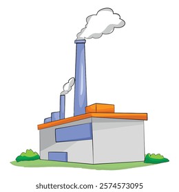 Factory building isolated on white background
