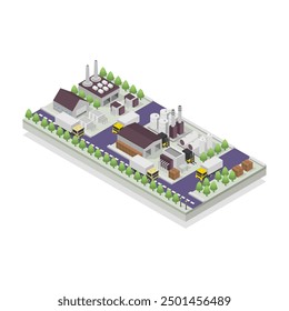 Factory building isometric illustrated on background