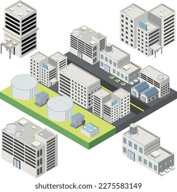 Factory building in isometric style illustration