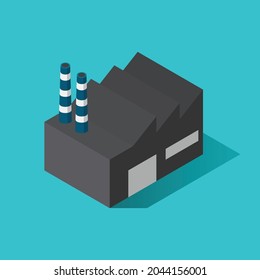 Factory Building Isometric View. Vector Illustration