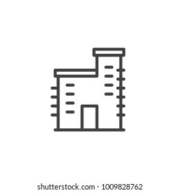 Factory building line icon, outline vector sign, linear style pictogram isolated on white. Symbol, logo illustration. Editable stroke