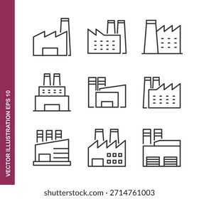 Iconos de línea de construcción de fábrica - Mini icono de la serie de colección