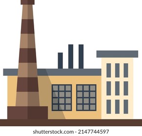 Factory building. Manufacture industry. Flat pollution symbol