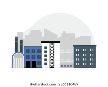 Factory building with a modern concept dominated by blue, minimalist style building, factory vector illustration.