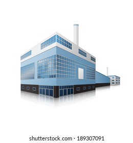 factory building with offices, production facilities and reflection