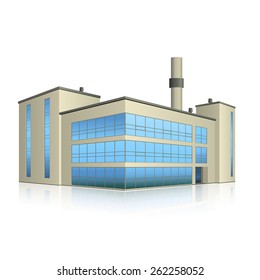 factory building with offices, production facilities and reflection