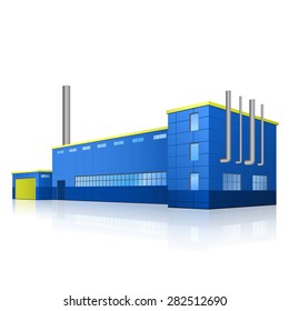 factory building with offices, production facilities and reflection