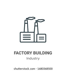 Factory building outline vector icon. Thin line black factory building icon, flat vector simple element illustration from editable industry concept isolated stroke on white background