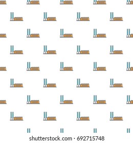 Factory building pattern in cartoon style. Seamless pattern vector illustration