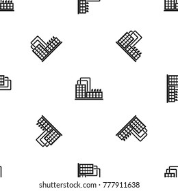 Factory building pattern repeat seamless in black color for any design. Vector geometric illustration