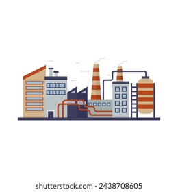 Factory building, power electricity, industry manufactory buildings flat icon isolated vector illustration