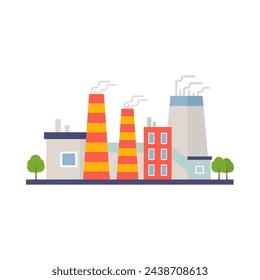 Factory building, power electricity, industry manufactory buildings flat icon isolated vector illustration