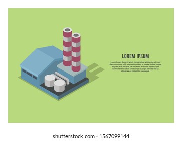 Factory building simple illustration in isometric view.
