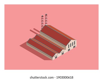 Factory building. Simple illustration in isometric view.
