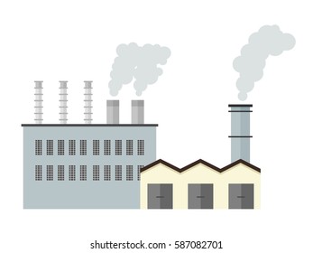 Factory building - simple industrial architecture vector illustration.