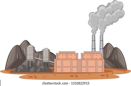 Factory building with smoke coming out illustration