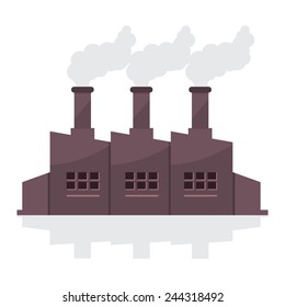 Factory Building With Smoke Stacks Vector Illustration
