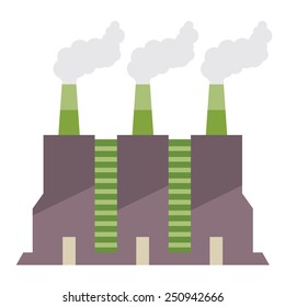 Factory Building With Smoke Stacks Vector Illustration