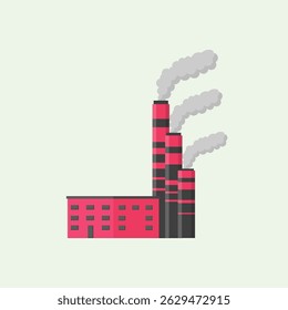 Factory building with smoke tower and industrial pipe equipment for petrochemical refinery icon set isolated on white background including oil gas energy power and pollution concept

